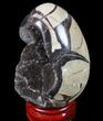 Septarian Dragon Egg Geode - Black Crystals #83397-2